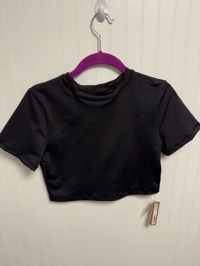 SKIMS NWT Black Swim Crop Top / Recycled Swim T-shirt (Size L)